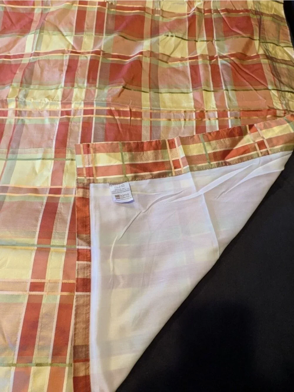 JC Penny Chris Madden Silk Curtain Panels Set of 2 Gold Rust Plaid Lined 84 x 41